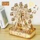 Ury 3D Wooden Puzzles Led Rotatable Ferris Wheel Music Octave Box Model Mechanical Kit Assembly