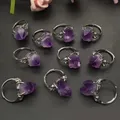 Natural Lavender Amethyst Rings Irregular Amethysts Flower Open Adjustable Ring Fashion Healing