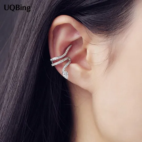 Hohe Qualität Silber Farbe Clip Ohrringe Schmuck Strass Schlange Ohrringe Für Frauen Mädchen