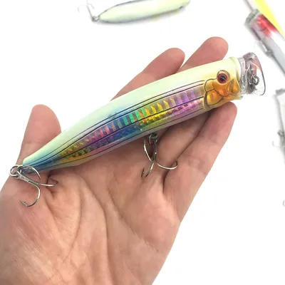 12cm/29g Leucht Salzwasser Trolling Topwater Harter Köder Popper Köder Schwimm Köder Bass Wobbler