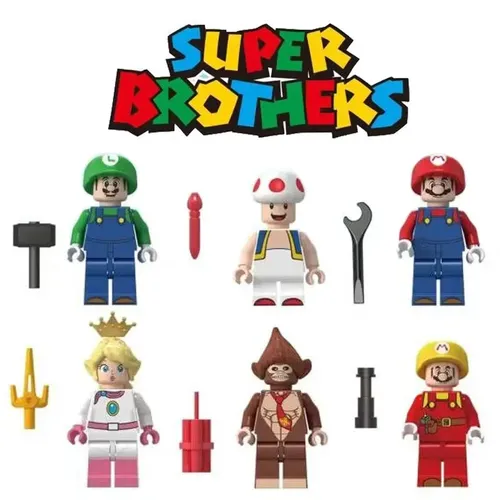 6 stücke Super Mario Bros Cartoon Modell Puppe Bausteine Anime Figuren Spielzeug für Kind Mario