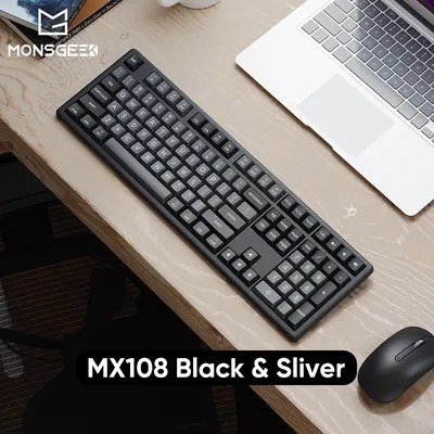Monsgeek mx108 schwarz & silber mechanische Tastatur & Maus Combo Full-Size Business Wireless Tastatur Maus-Set