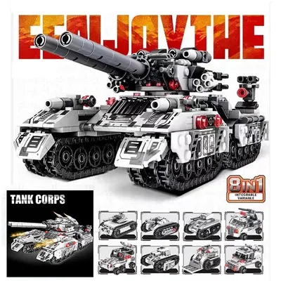 Militär ww2 Fahrzeug Militär panzer 8 in 1 Modell LKW Tankwagen Armee Waffe Bausteine setzt Modell König Kinderspiel zeug Geschenk Image