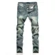 New Fashion Hole Jeans Denim Männer lange normale Hosen gerade zerrissen Distressed Hosen Masculino