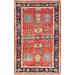 Shahbanu Rugs Neon Red All Wool Veggie Dyes Afghan Serapi Heriz with All Over Medallions Hand Knotted Dense Weave Rug (3'x4'9")