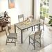 Industrial Rustic Style Dining Kitchen Table Set for 5, Metal Frame Kitchen Table with 4 PU Upholstered Chairs for Dining Room