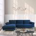 Velvet Sectional Sofa, 3-Seater L-Shape Left Hand Facing Sofas with Chaise