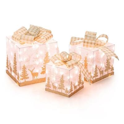 Christmas Gift Boxes with Lights - 3 pc