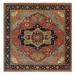 Shahbanu Rugs Brick Red Pure Wool Antiqued Fine Heriz Re-Creation Vegetable Dyes Dense Weave Hand Knotted Square Rug (10'x10')