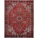 Shahbanu Rugs Red Hand Knotted Vintage Heriz and Medallion Design with Vibrant Colors Glorious Wool Clean Rug (10'x12'7")