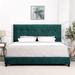 Bridgevine Home Tall Green Velvet Tufted Headboard Upholstered Platform Bed