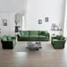 Modern 3-Piece Sofa Set 5-seat Chenille Upholstered Recliner Couch Round Arms Loveseat w/ 2pc Accent Chairs Sofa, Pillows, Green