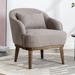 Modern Mid-Century Arm Chairs Comfort Linen Upholstered Accent Chair with Pillow and Solid Wood Leg