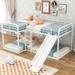 L-Shaped Full Over Twin Metal Bunk Bed with Slide & Short Ladder, Bed Frame for Teens, 4 Beds in 1