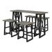 Rustic 5-Pcs Counter Height Dining Table Set, Multi-Functional Solid Wood Console Table Set with 4 Saddle Stools for Small Space