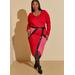 Plus Size Two Tone Faux Leather Trim Dress