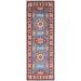 Shahbanu Rugs Blue Hand Knotted Densely Woven Special Kazak with Tribal Medallion Design Soft Wool Wide Runner Rug (2'9"x7'9")