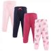 Hudson Baby Infant and Toddler Girl Quilted Jogger Pants 4pk Pink Navy Floral 5 Toddler