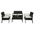 2pcs Arm Chairs 1pc Love Seat And Tempered Glass Coffee Table Rattan Sofa Set Brown Gradient