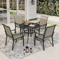 Sophia & William 5 Pieces Outdoor Patio Dining Set with Textilene Chairs & Round Metal Table for 4-person