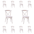 10 PACK Bistro Style Cross Back Lime Wash Wood Stackable Dining Chair - X Back Banquet Dining Chair