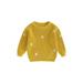 IZhansean Newborn Infant Toddler Baby Girls Knitted Sweater Floral Embroidery Casual Long Sleeve Pullover Knitwear Warm Clothes Dark Yellow 3-4 Years