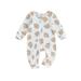 IZhansean Newborn Infant Baby Girl Boy Zipper Romper Sloth Print Long Sleeve Jumpsuit Fall Clothes White 3-6 Months