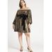 Plus Size Women's Sequin Mini Dress With Bow by ELOQUII in Black Gold Sequin (Size 20)