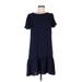 DKNY Casual Dress - DropWaist Crew Neck Short sleeves: Blue Print Dresses - Women's Size 8