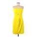 The Limited Casual Dress - Sheath Strapless Sleeveless: Yellow Print Dresses - Women's Size 6