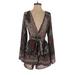 Audrey 3+1 Casual Dress: Brown Damask Dresses - Women's Size Small