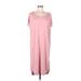 Double Zero Casual Dress - Shift Scoop Neck Short sleeves: Pink Print Dresses - Women's Size Medium