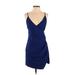 Lovers + Friends Casual Dress - Mini: Blue Solid Dresses - Women's Size Small