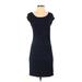 Three Dots Casual Dress - Sheath Scoop Neck Short sleeves: Blue Print Dresses - Women's Size Small