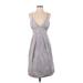 J.Crew Casual Dress - A-Line Plunge Sleeveless: Silver Solid Dresses - Women's Size 4