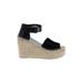 Marc Fisher LTD Wedges: Espadrille Platform Bohemian Black Solid Shoes - Women's Size 7 1/2 - Peep Toe