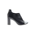 Bernardo Ankle Boots: Slip-on Chunky Heel Casual Black Print Shoes - Women's Size 6 1/2 - Peep Toe