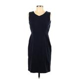 Talbots Casual Dress - Sheath Crew Neck Sleeveless: Blue Solid Dresses - Women's Size 4 Petite