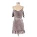 Cosmopolitan Dress the Population Casual Dress - Mini Plunge Short sleeves: Pink Checkered/Gingham Dresses - Women's Size Small