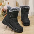 Bottes de neige imperméables pour femmes chaussures d'hiver fausse fourrure peluche bottes de