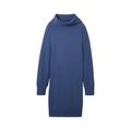 TOM TAILOR Damen Strickkleid mit Rollkragen, blau, Uni, Gr. 42