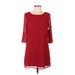 Love Reign Casual Dress - Mini Scoop Neck 3/4 sleeves: Red Print Dresses - New - Women's Size Medium