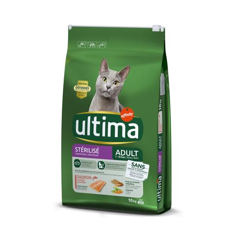 10kg Sterilized Lachs & Gerste Ultima Cat Katzenfutter trocken - 2 kg gratis!