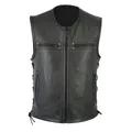 Gilet in pelle da moto da uomo tinta unita tasca grande senza maniche giacche da motociclista Punk