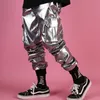 Nachtclub Männer Dance Kostüm DJ DS GoGo Silber Hosen Hip Hop Outfit Rave Punk Hosen Bar Männlichen