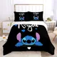 Cute Stitch Black Blue Printed Cartoon Children Quilt Cover 3D Children's Bedding Set 3-piece Set 1