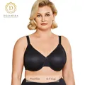 DELIMIRA Women's Minimizer Full Coverage Underwire Non Padded Cotton Bra Plus Size Black Beige