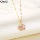 OIMG 316l Edelstahl vergoldet Licht Luxus romantische rosa Blume Anhänger Halskette für Frauen Frau