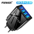 FONKEN 4 caricabatterie USB Quick Charge QC3.0 caricatore da muro USB adattatore per caricabatterie
