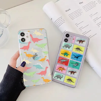 Cute Dinosaur Clear Phone Cases For iPhone X XR XS Max 13 12 11 Pro Max for iphone 7 8 Plus SE 2020